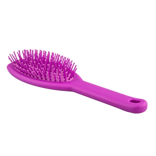 Roze Haarborstel Geïsoleerd Witte Achtergrond — Stockfoto