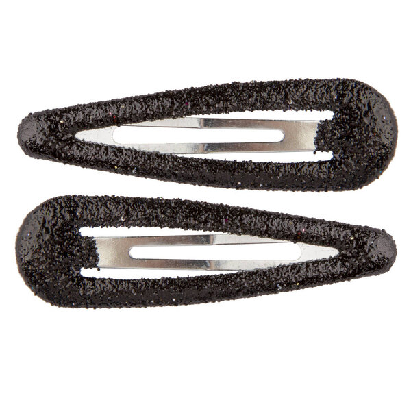 Pair of Black shiny hair clips on a white background