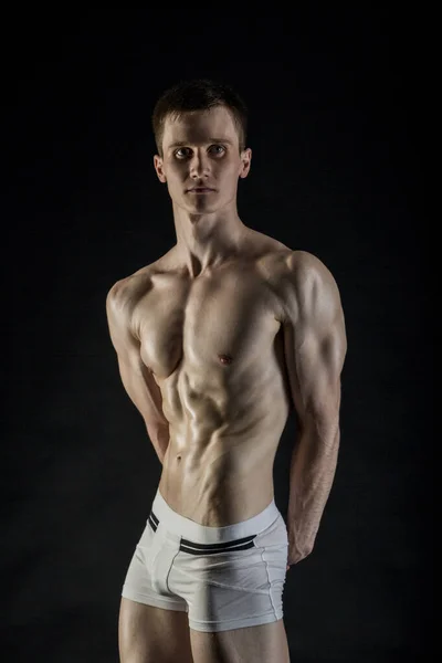 Schöner Muskulöser Kerl Unterwäsche Das Foto Entstand Einem Studio Auf — Stockfoto