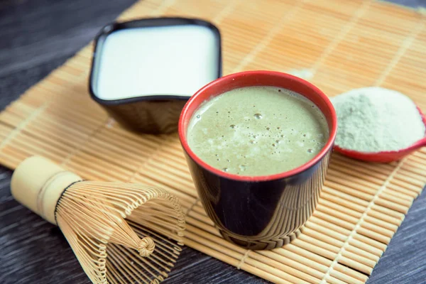 Japán Stílusú Bio Matcha Zöld Tea Stock Kép