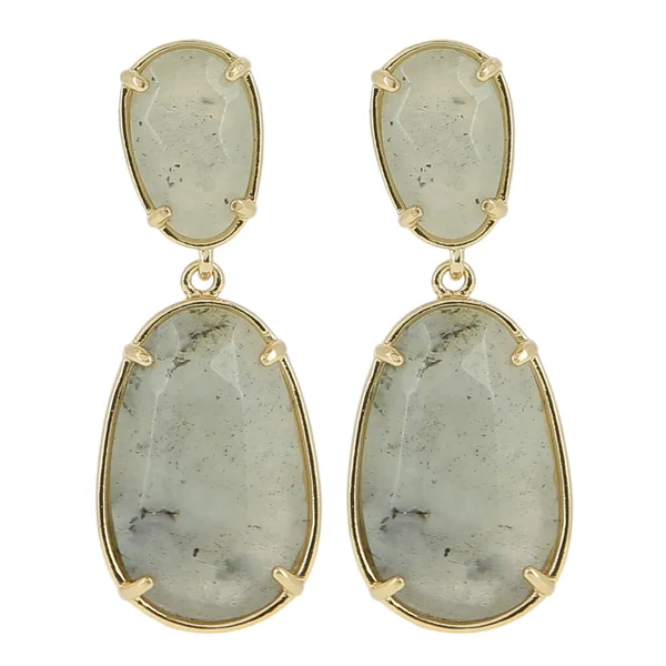 stock image Vintage earrings made of semiprecious stones isolated on white background