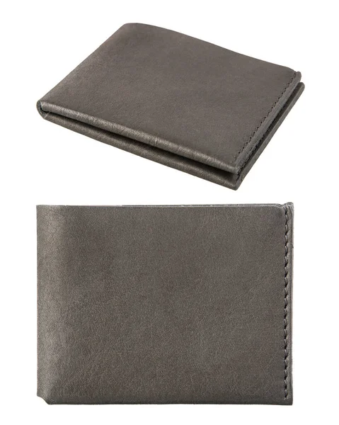 Very Stylish Leather Money Credit Card Wallet Handmade Isolated White — Stock Photo, Image