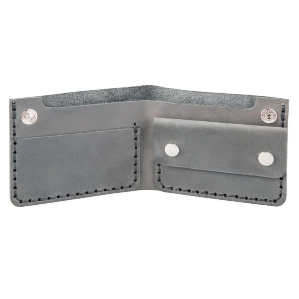 Very Stylish Leather Money Credit Card Wallet Handmade Isolated White — Stock Photo, Image
