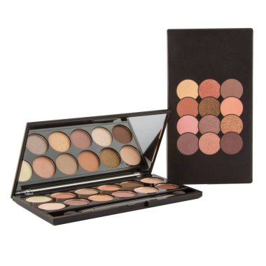 Göz falı paleti, siyah bir çantada beyaz arka planda izole edilmiş..