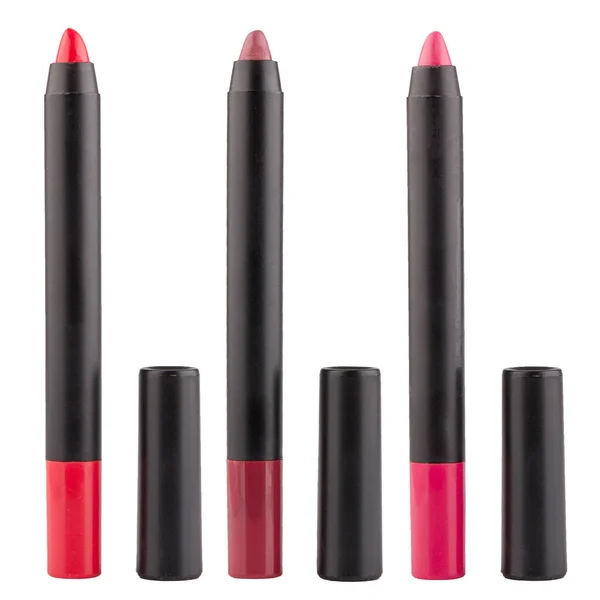 Sätt Lip Pencil Isolerad Vitt Kosmetisk Produkt — Stockfoto