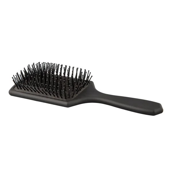 Moderne Haarborstel Zwarte Kleur Een Witte Achtergrond Accessoires Voor Vrouwen — Stockfoto
