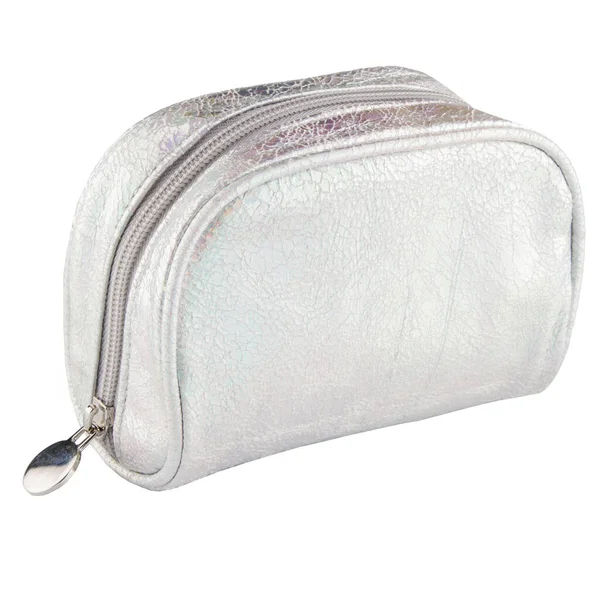 Elegante Borsa Cosmetica Sacchetto Cosmetico Sfondo Bianco — Foto Stock