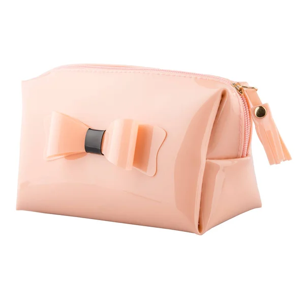 スタイリッシュなピンク化粧品バッグ 白い背景の化粧品袋 — ストック写真