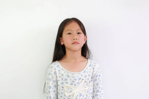 Asiática Menina Posando Isolado Tendo Indiferente Expressão Facial Cansado Olhando — Fotografia de Stock