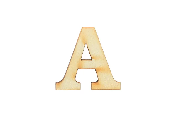 Caráter Inglês Madeira Plana Alphabet Letter Wooden Font Isolated White — Fotografia de Stock