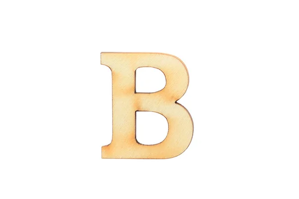English Flat Wood Character Alphabet Letter Wooden Font Isolated White — Stock Photo, Image