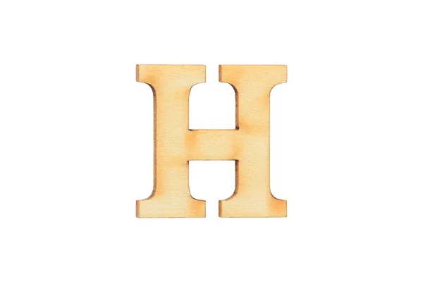 英式平木字符H 字母字母木制字体隔离在白色背景上 — 图库照片