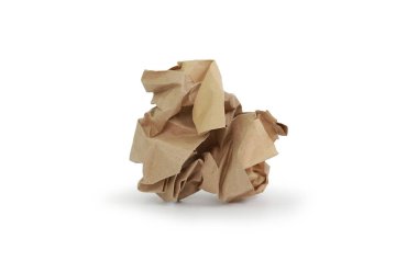 Brown crumpled paper isolated on white background. Image with Clipping path clipart