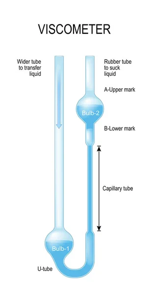 粘度计是一种测量液体粘度的仪器 实验室设备 矢量说明 — 图库矢量图片