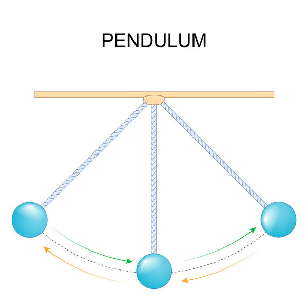 pendulum. Energy transfer. Period and amplitude of Frequency. Pendulum experiment. Vector illustration