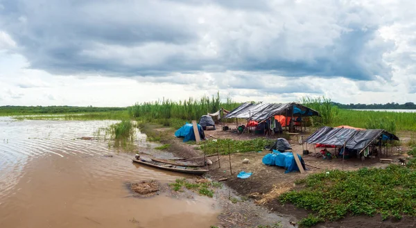 Amazon River Peru December 2018 Panoramic View Cottage Houses Island — Stock Photo, Image