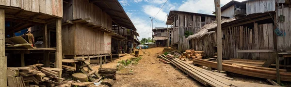 Amazon River Peru December 2018 Panoramic View Street Wooden Houses — Stock Photo, Image