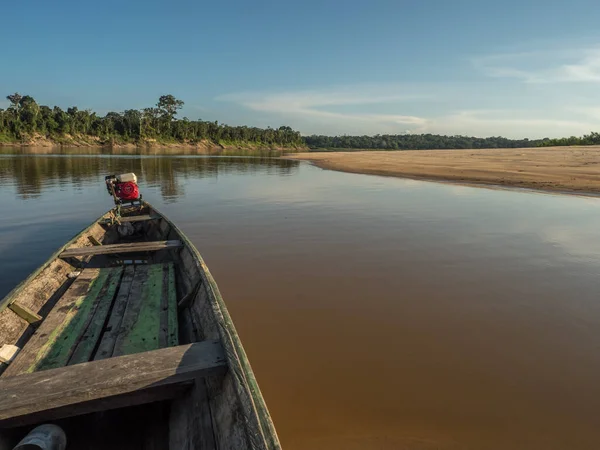 Houten Boten Het Zandstrand Aan Javari Zijrivier Van Amazone Tijdens — Stockfoto