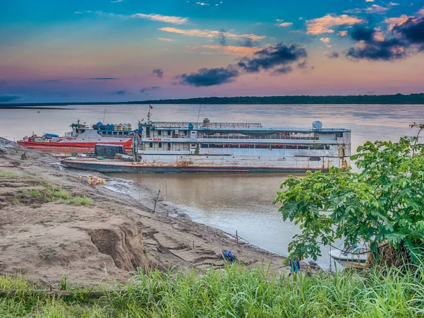 Benjamin Constant Brazil September 2018 Passenger Ferry Cargo Amazon River — 图库照片