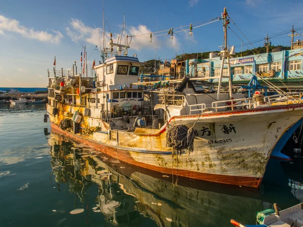 Fuji Taiwan Oktober 2016 Fischerboote Unterschiedlicher Größe Fischereihafen Von Fuji — Stockfoto
