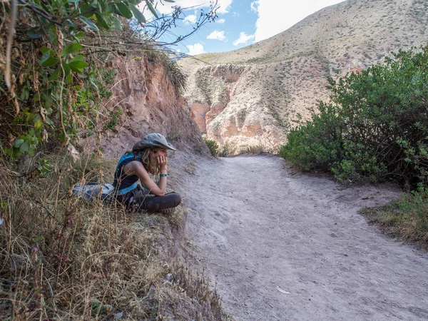 Repos Touristique Dans Les Andes Près Des Ruines Moray Dans — Photo