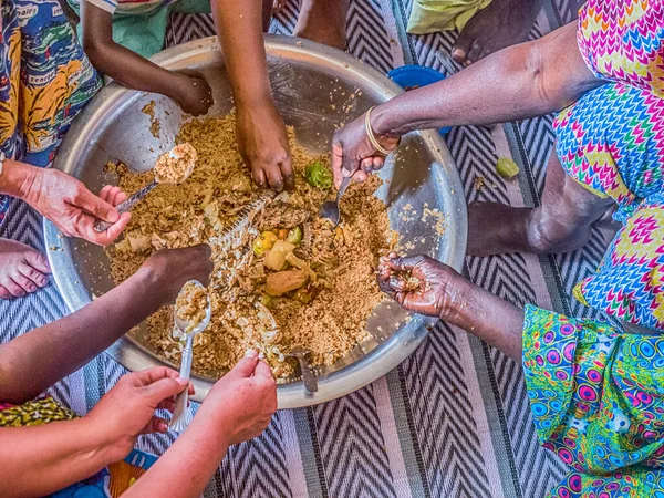 stock image Senegal family eating together in the traditional manner. Senegal. Africa.