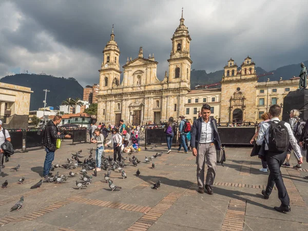 Bogota Colombia November 2018 Cathedral Colombia Bolivar Square Candelaria Latin — Stock Photo, Image