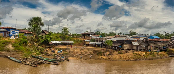 stock image Amazon River, Peru - December 04 , 2018:  Panoramic view of village on the bank of the Amazon River. South America.