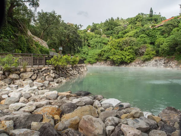 stock image Xinbeitou, Taiwan - October 06, 2016: The natural hot springs of boiling water. Asia.