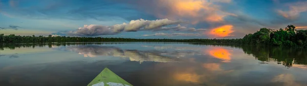 Amazonië Panoramisch Uitzicht Zonsondergang Gezien Vanaf Kajak Coati Lagoon Bij — Stockfoto