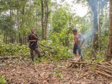 Brezilya 'nın Jaguar Gölü - 7 Mayıs 2016: Brezilya ve Peru sınırındaki Amazon ormanlarında piknik. Amazonia.