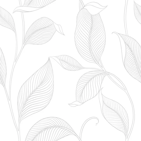 stock vector Luxury seamless pattern with striped leaves. Elegant floral background in minimalistic linear style. Trendy line art design element. Vector illustration.