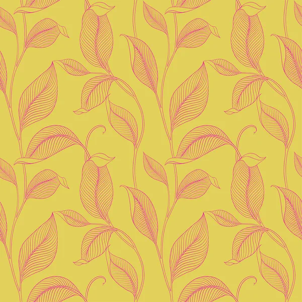 Luxuriöses Nahtloses Muster Mit Gestreiften Blättern Eleganter Floraler Hintergrund Minimalistischen — Stockvektor