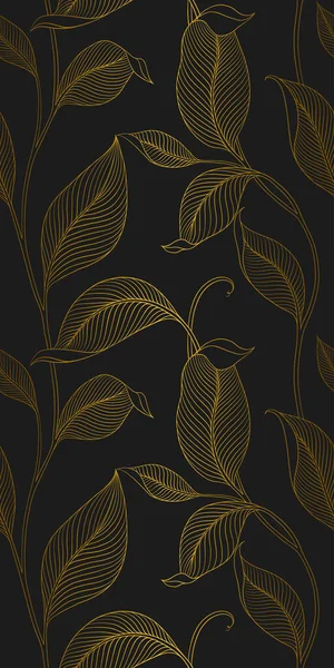 Luxury Seamless Pattern Striped Leaves Elegant Floral Background Minimalistic Linear — Stock Vector