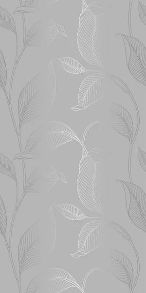 带有条纹叶的华丽无缝图案 优雅的花卉背景 简约的线性风格 潮流线条艺术设计元素 矢量说明 — 图库矢量图片