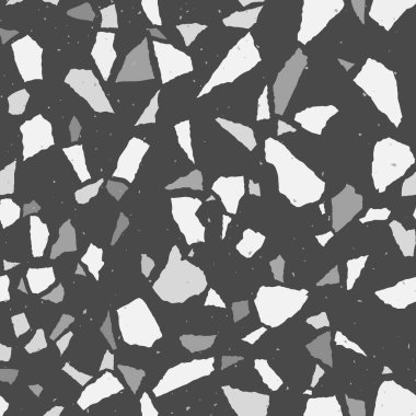 Terrazzo kusursuz desen. Modern monokrom kiremit dokusu. Vektör soyut arkaplanı. EPS 10