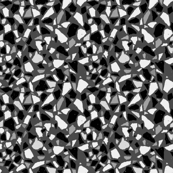 Terrazzo无缝图案 现代单色瓷砖质感 矢量抽象背景 Eps — 图库矢量图片