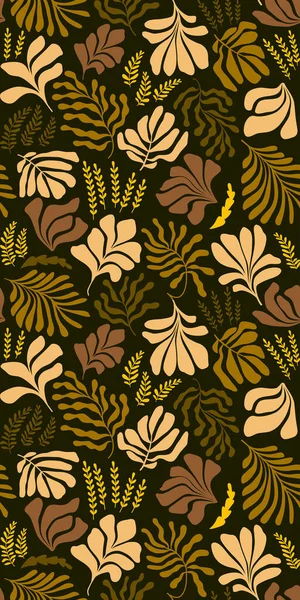 Modern Abstract Background Leaves Flowers Matisse Style Vector Seamless Pattern — Archivo Imágenes Vectoriales
