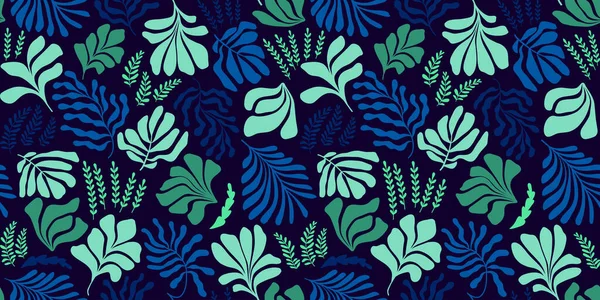Modern Abstract Background Leaves Flowers Matisse Style Vector Seamless Pattern ロイヤリティフリーのストックイラスト