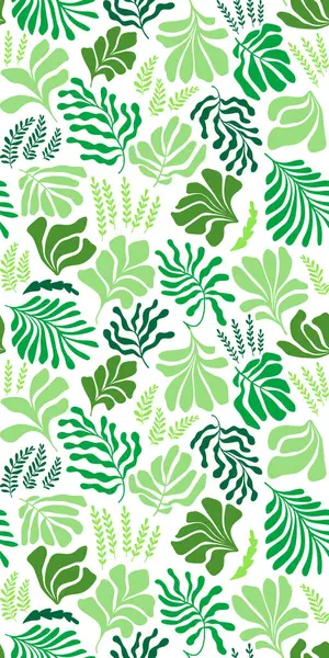 Modern Abstract Background Leaves Flowers Matisse Style Vector Seamless Pattern ストックイラスト