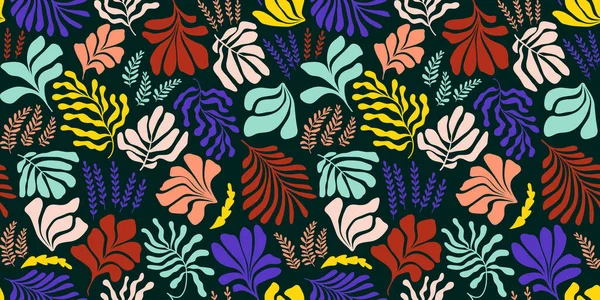 Σύγχρονο Αφηρημένο Φόντο Φύλλα Και Λουλούδια Στυλ Matisse Διάνυσμα Χωρίς — Διανυσματικό Αρχείο