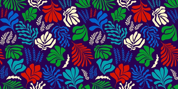Σύγχρονο Αφηρημένο Φόντο Φύλλα Και Λουλούδια Στυλ Matisse Διάνυσμα Χωρίς — Διανυσματικό Αρχείο