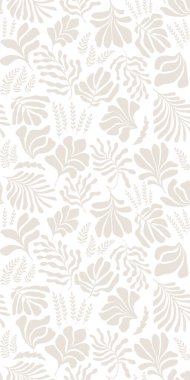 Modern abstract background with leaves and flowers in Matisse style. Vector seamless pattern with Scandinavian cut out elements. Hand drawn contemporary art collage.