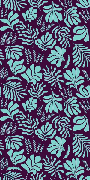 Modern Abstract Background Leaves Flowers Matisse Style Vector Seamless Pattern — Stok Vektör