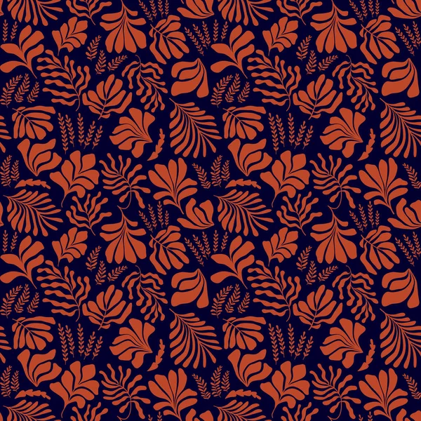 Modern Abstract Background Leaves Flowers Matisse Style Vector Seamless Pattern — Stockvektor