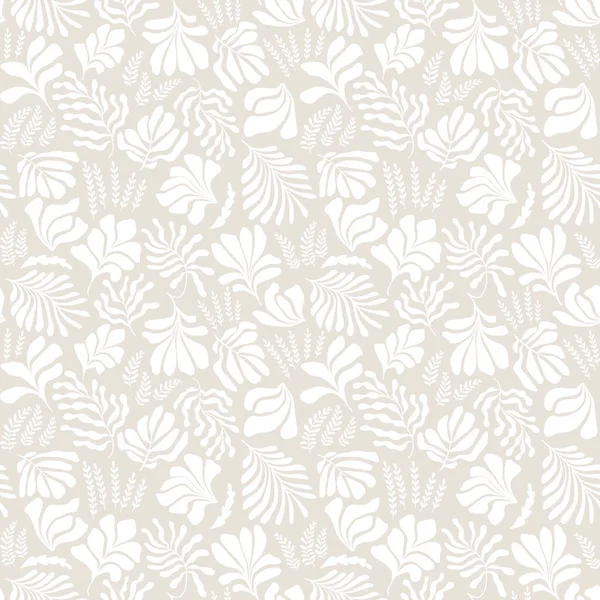 Modern Abstract Background Leaves Flowers Matisse Style Vector Seamless Pattern — Stockový vektor