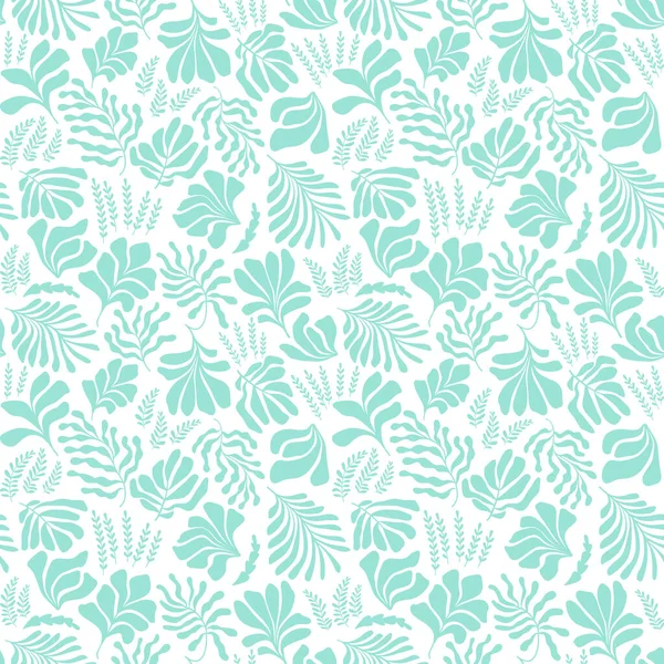 Modern Abstract Background Leaves Flowers Matisse Style Vector Seamless Pattern —  Vetores de Stock