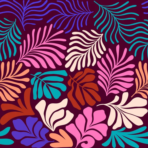 Современный Абстрактный Фон Тропическими Пальмовыми Листьями Стиле Матисса Векторный Бесшовный — стоковый вектор