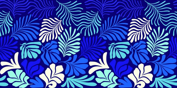 Fondo Abstracto Moderno Con Hojas Palma Tropical Estilo Matisse Patrón — Vector de stock