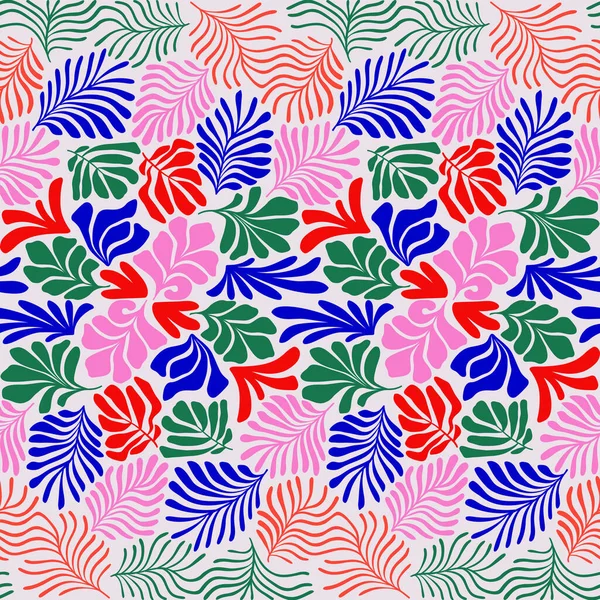 Moderní Abstraktní Pozadí Tropickými Palmovými Listy Stylu Matisse Vektorový Bezproblémový — Stockový vektor